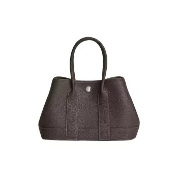 HERMES Canvas With Calfskin One Shoulder Handbags Women's 46 Ebene Ebony