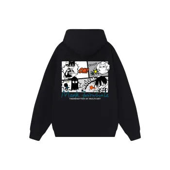 FAIRWHALE Letter Print Loose Fit Pullover Hoodie Off The Shoulder Unisex
