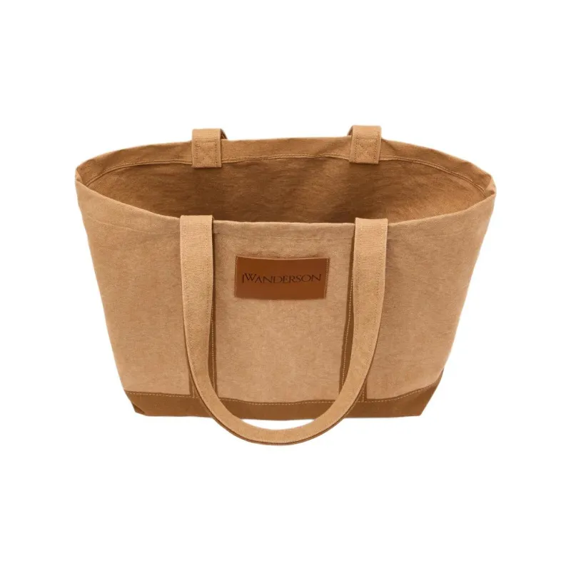 JW Anderson 100% Cotton Tote Bag, Shopping Bag, Shoulder Bag Unisex Tobacco-3