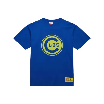 Mitchell & Ness x MLB Cubs Chicago Bear Team PLEASURES Neon Nights Premium T Shirt Men's Royal Blue