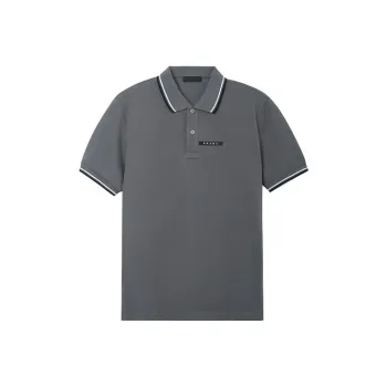 PRADA Men's Logo Patch Polo Shirt Gray