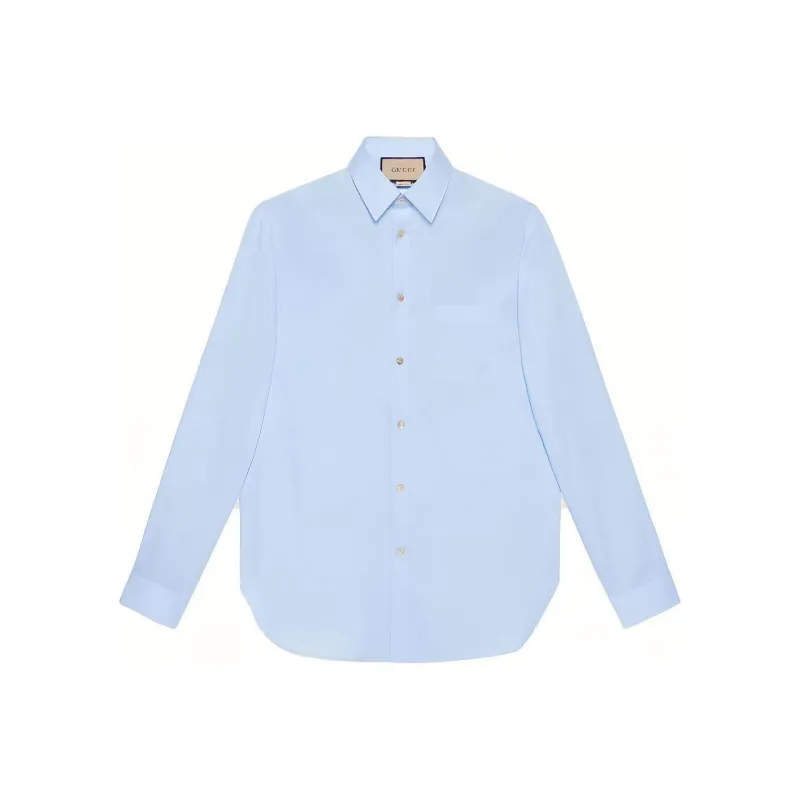 GUCCI Double G embroidered Cotton Shirt-0