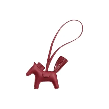 HERMES Sheepskin Pendants Unisex Dark Red/Peach Pink