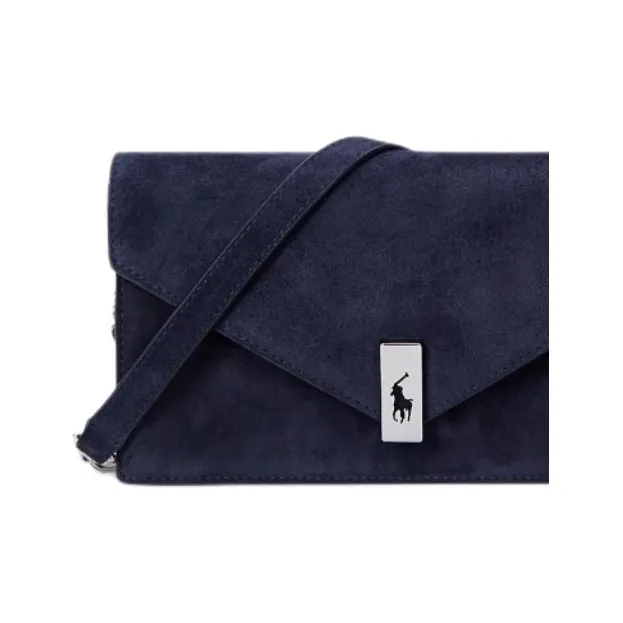 Ralph Lauren Cow Leather Shoulder Bag Crossbody Bag Wallets Women's Dark Blue-5