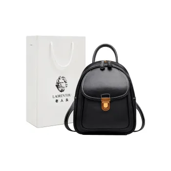 Old Man's Head Cow Leather Backpack, Fashion Small Backpack Regular Women's Black/Tan/Purple