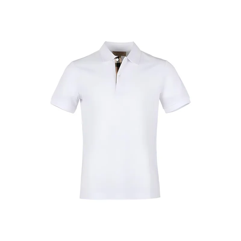 Burberry Lapel Cardigan Short Sleeve Polo Shirt White-0