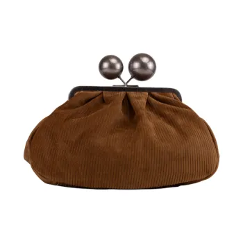 WEEKEND MaxMara Cow Leather Clutch Medium Size Women's Brown