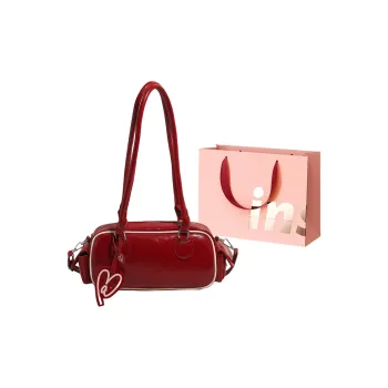 WHEELY BABY+ PU Baguette Bag, Shoulder Bag, Crossbody Bag Women's Red & White/Black/Light Blue/Ecru/Brown/Red