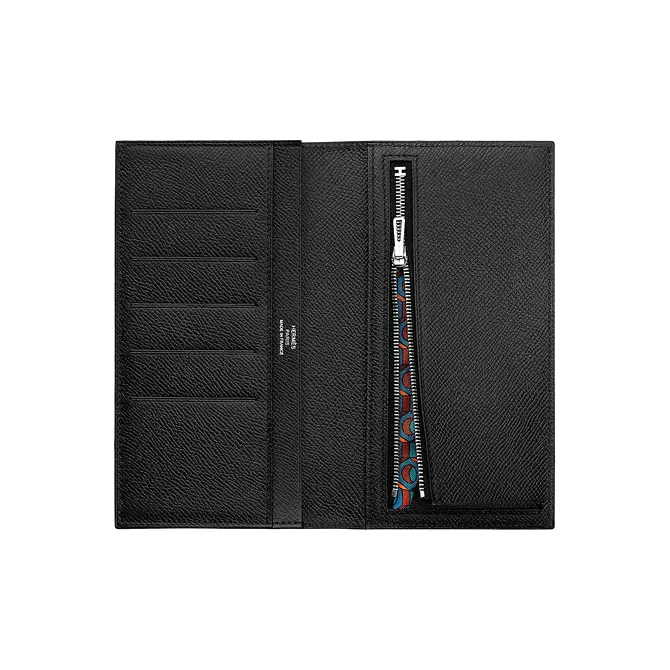 HERMES Citizen Twill Epsom Calfskin Wallet Women's Black-1