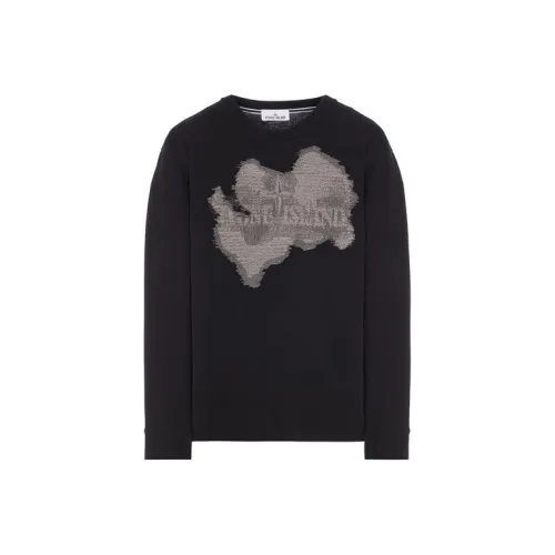 STONE ISLAND 2rle7 rmered Cotton Jersey With 'camo Three' Embroidery Sweatshirt Men's Black