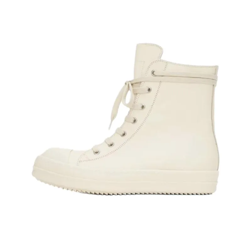 RICK OWENS/RO High Top Skateboard Shoes Women's Ecru-0
