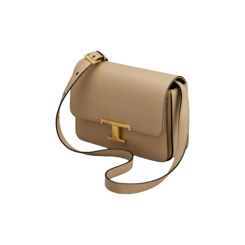 TOD'S T Timeless Calfskin Crossbody Bag Mini Women's Beige Yellow-1