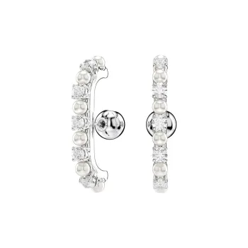 Swarovski Faux Crystal Clip On Earrings Women's Silver