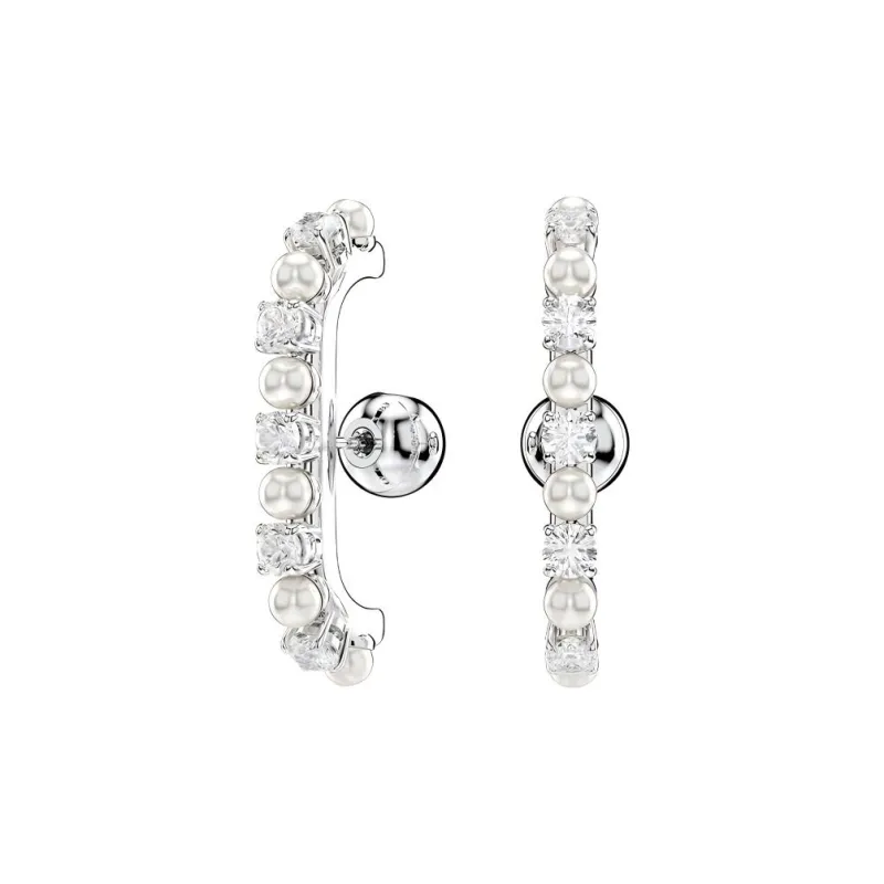 Swarovski Faux Crystal Clip On Earrings Women's Silver-0