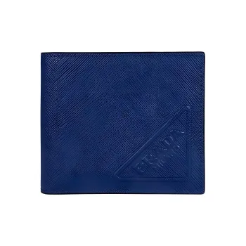 PRADA Cow Leather Card Holder Wallet Small Size Men's Blue