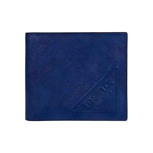 prada bag Cow Leather Card Holder Wallet Small Size Men's Blue