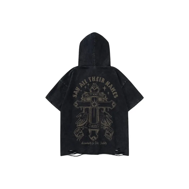 BEAR UNION Drop Shoulder Sleeve T Shirt Unisex Black-0