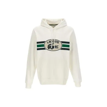 LACOSTE Logo print Drawstring Cotton Hoodie