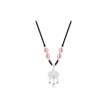 CANHUI S999 Fine Silver Peace Lock Necklace Unisex