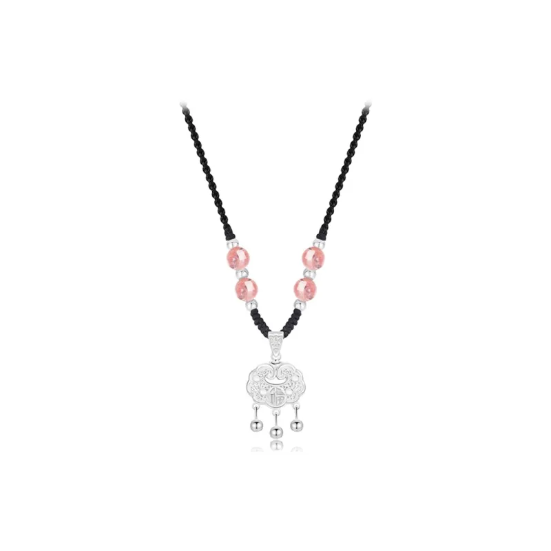 CANHUI S999 Fine Silver Peace Lock Necklace Unisex-0