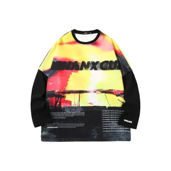 GENANX Sweatshirts Men Black Yellow Print