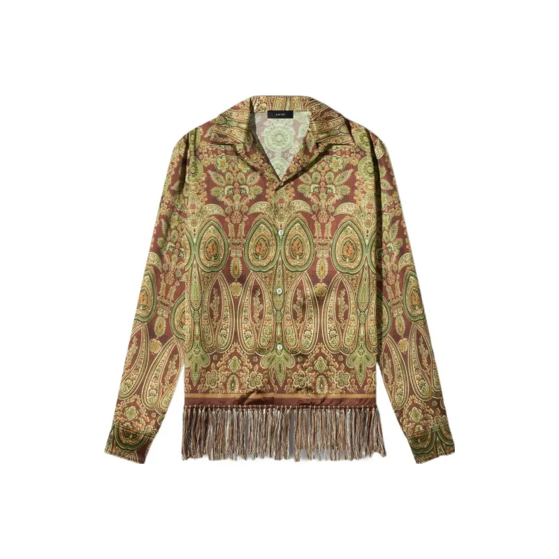 AMIRI Tapestry Long Sleeve Bowling Shirt-0