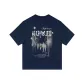 Navy Blue-White Text Pattern