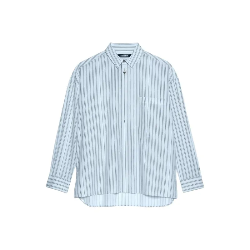 Jacquemus Striped Collared Long Sleeve Shirt-0