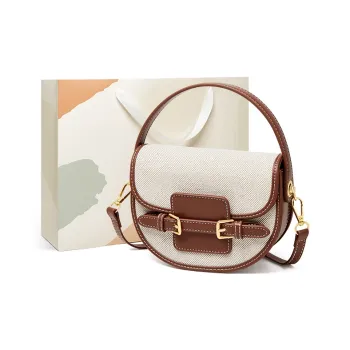 15 MINS Synthetic Leather Saddle Bag, Shoulder Bag, Crossbody Bag, Handbag Women's Brown/Black