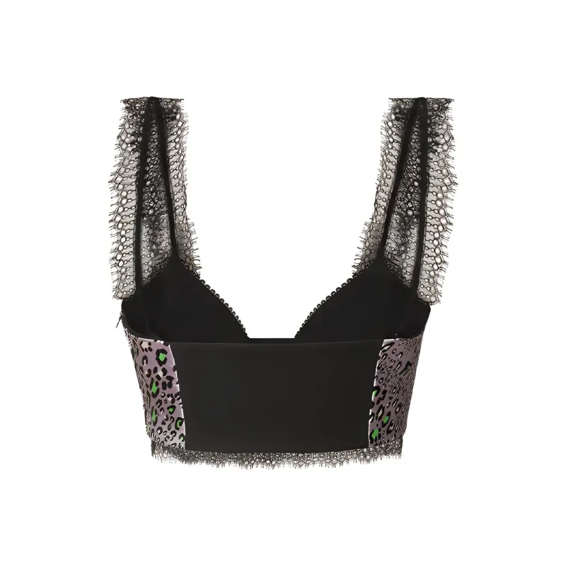 VERSACE Leopard Print Silk Bralette Top 'Lilac'-1