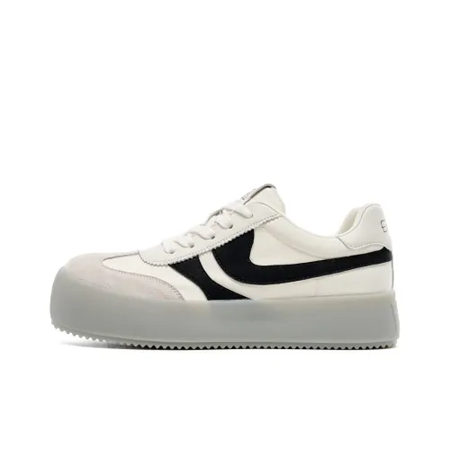 EBLAN Low Top Skateboard Shoes Women's Beige Black