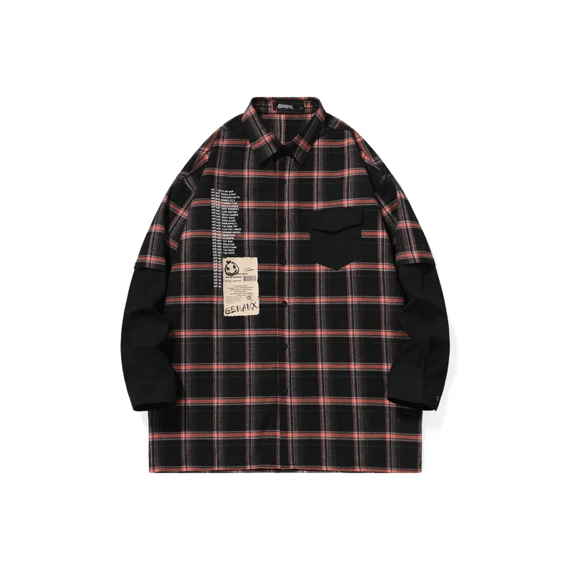 GENANX Shirts Unisex Red Black Plaid-0