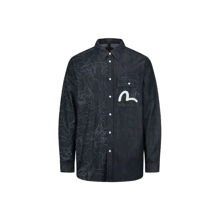 EVISU Shirts Men Denim Blue-0