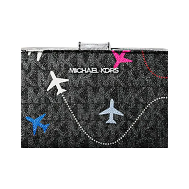 MICHAEL KORS Jet Set Travel Coated Canvas Wallet Medium Size Unisex Black-4