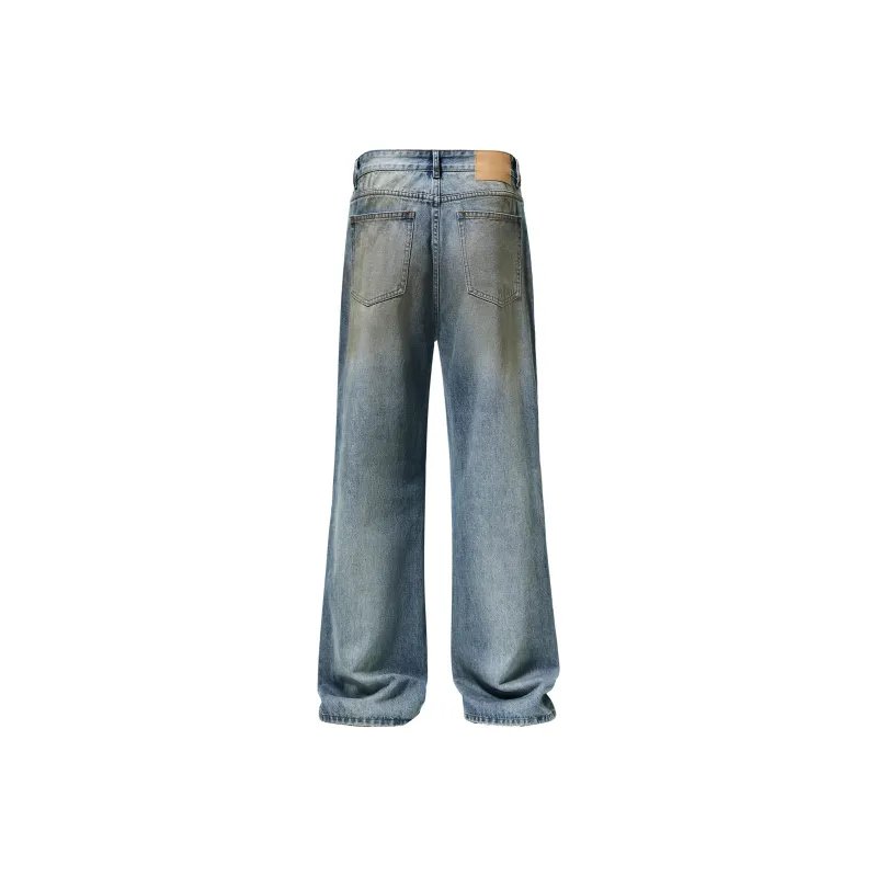 ZWWWZ Jeans Unisex Dirty Dyed Blue-1