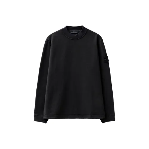 스톤 아일랜드 633F3 고스트 피스 코튼 저지 크루넥 스웨트셔츠 블랙 - 23FW