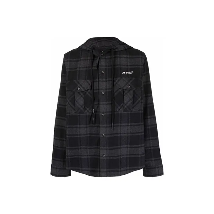 OFF WHITE Arrows Check Hooded Shirt-0