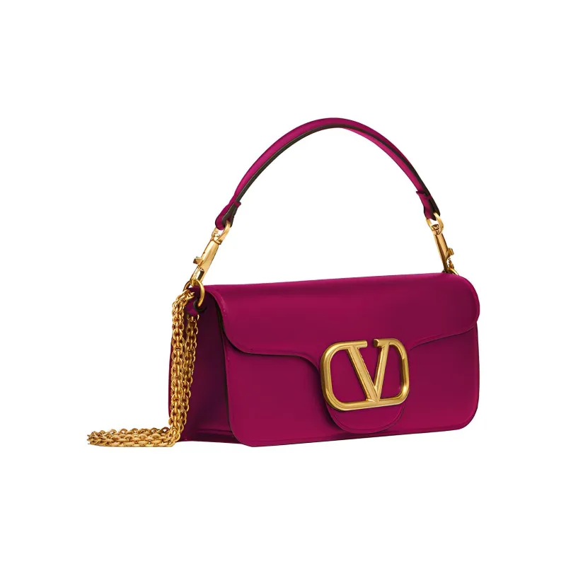 Valentino Locò Calfskin Baguette Bag Shoulder Bag Crossbody Bag Handbag Regular Women's Rose Red-1