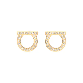Ferragamo Logo Crystal Embellished Earrings