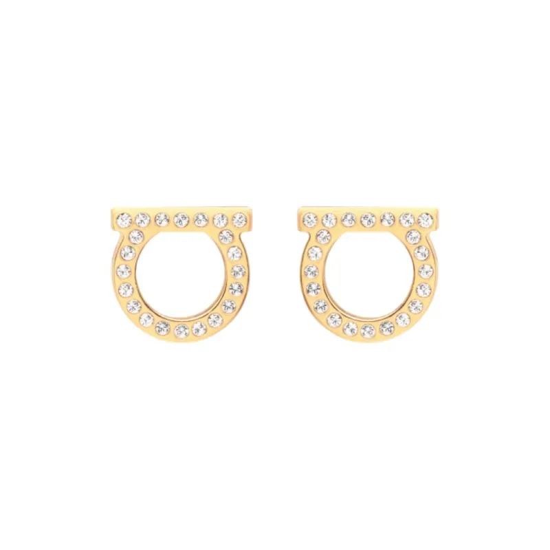 Ferragamo Logo Crystal Embellished Earrings-0