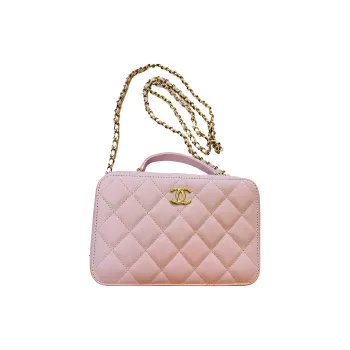 CHANEL Calfskin Box Bag, Makeup Bag, Handbag, Shoulder Bag, Crossbody Bag Women's Pink