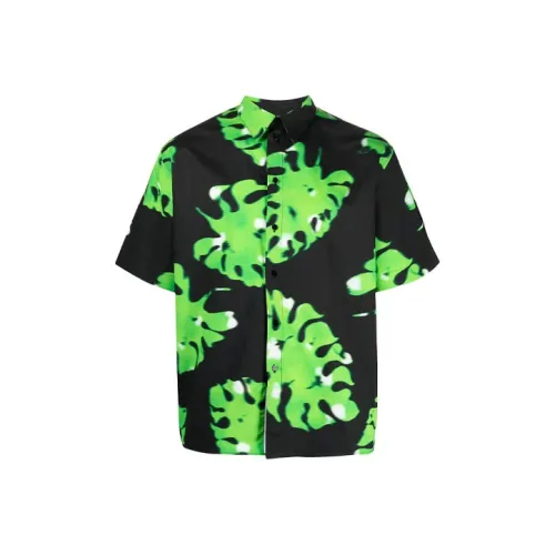 MSGM Leaf-print Cuban Shirt