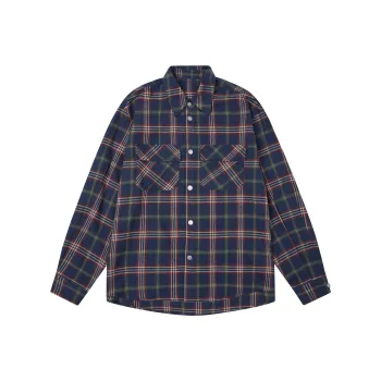 CHINISM Shirt Unisex Red Plaid Pattern