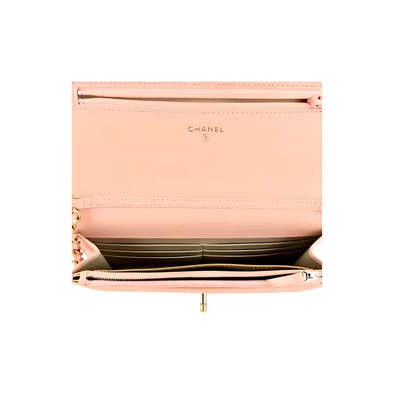 CHANEL WOC Lambskin Shoulder Bag, Crossbody Bag Women's Coral Pink-3