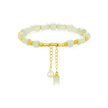 Lao Feng Xiang Bracelets Pale Greenish White Jade Women's