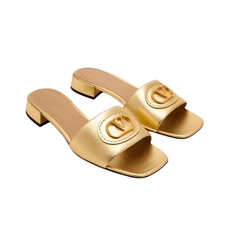 Valentino Slide Slippers 3cm Women's Gold-4