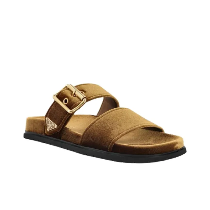PRADA Slide Slippers Women's Brown-2