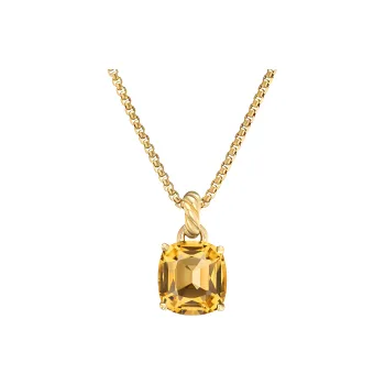 David Yurman 18kt Yellow Gold And Citrine Marbella Pendant 12mm