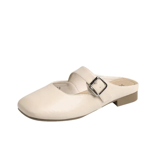 JOSINY Quiet Odor Resistant Slip Resistant Quick Dry Closed Toe Slippers Women's Ecru