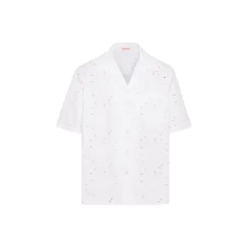 Valentino Broderie Anglaise Straight Hem Bowling Shirt